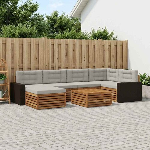  Set vanjskih sofa 7 kom. Prirodna i svjetlosiva Cene