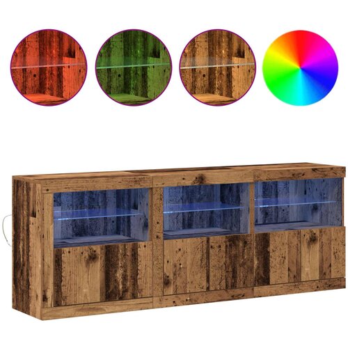  LED komoda Staro drvo 181 x 37 x 67 cm Konstruirano drvo Slike
