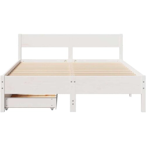 VidaXL okvir kreveta bez madraca bijeli 140 x 190 cm masivna borovina Slike