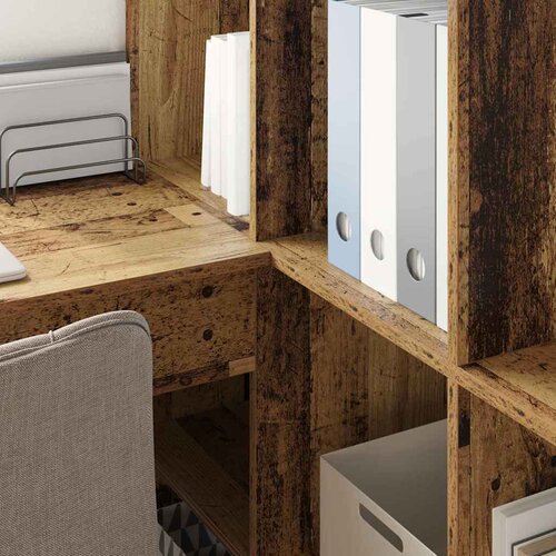  Kutni stol s policom Staro drvo 101,5 x 149,5 x 149,5 cm Slike