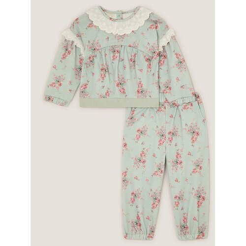 Monsoon Children Komplet dukserica i pantalone za decu, Zeleno-roze Cene