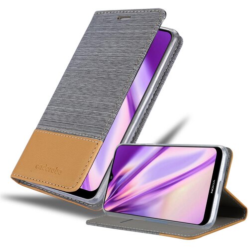  Ohišje, združljiv z Nokia v svetlo sivo rjavi barvi - zaščitni pokrov z magnetnim zapiranjem, stoječo funkcijo in režo za kartico, (20570594) Cene