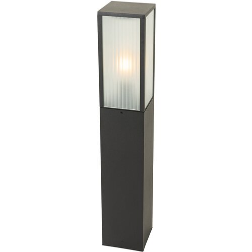 QAZQA Stoječa zunanja svetilka črna z rebrastim steklom 80 cm IP44 - Charlois Cene