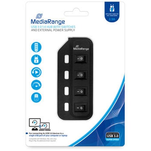 Mediarange USB HUB 3.0, 4 PORTNI S ODVOJENIM PREKIDAČEM I NAPAJANJEM, MRCS505 Cijene