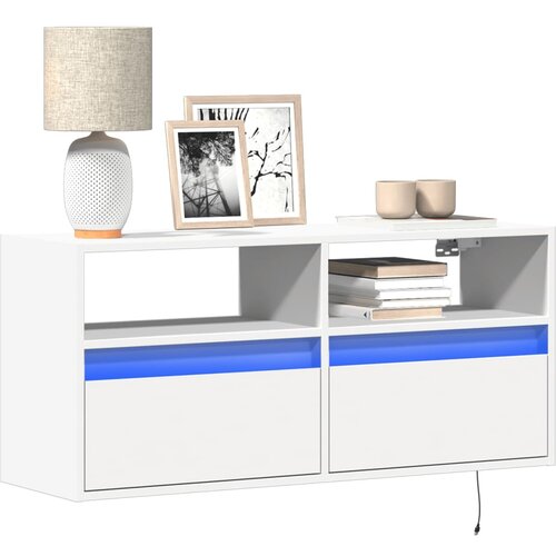 vidaXL Stenska TV omarica z LED lučkami bela 100x31x45 cm Cene