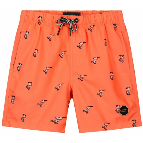 Shiwi Kratke kopalne hlače 'Snoopy Happy Skater' svetlo siva / temno oranžna / črna