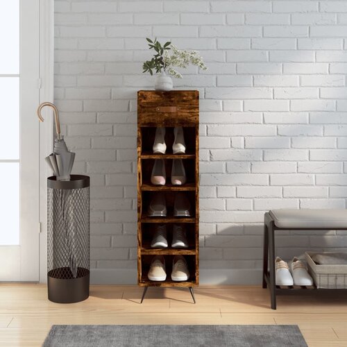 The Living Store Omarica za čevlje dimljeni hrast 30x35x105 cm inženirski les - Omarica Za Čevlje, (21430108) Slike