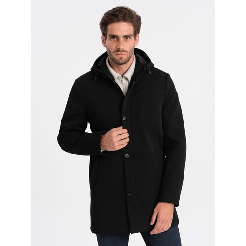 Ombre Men&amp;#039;s insulated coat with hood and concealed zipper - black Slike