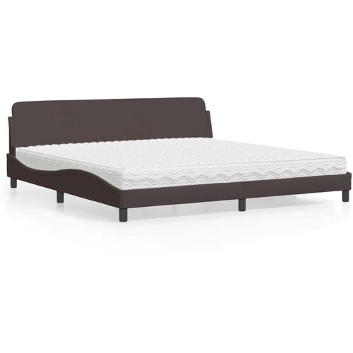 The Living Store Postelja z vzmetnico temno rjava 200x200 cm blago - Postelja, (21659267) Cene