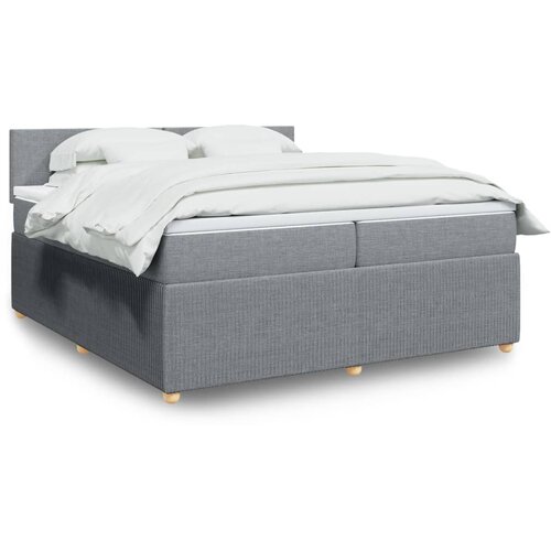 vidaXL Box spring postelja z vzmetnico svetlo siva 200x200 cm blago Cene