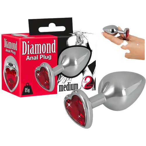 Igrače You2Toys - Diamond - 85g aluminijski analni dildo (srebrno-crveni) Slike