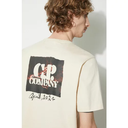 C.P. Company Pamučna majica Mercerized Jersey Twisted Graphic za muškarce, boja: bež, s tiskom, 16CMTS163A006203W