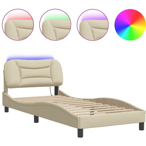 vidaXL Posteljni okvir z LED lučkami krem 80x200 cm tkanina, (21095027) Cene