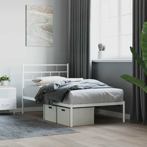 Metalni okvir za krevet s uzglavljem bijeli 107x203 cm Cijene
