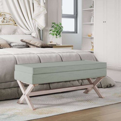 vidaXL tabure za pohranu svjetlosivi 110 x 45 x 49 cm baršunasti Cene