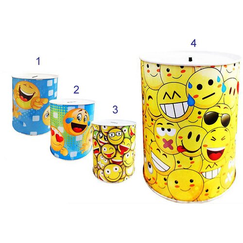  Velika kovinska hranilnica Smile z emotikoni 11 &amp;times; 13 cm &amp;ndash; 4 modeli Model 04 Slike