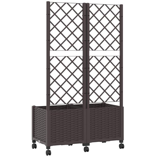  Vrtni saksija s re&amp;scaron;etkom i kotačima Smeđa 80 x 40 x 146 cm PP Slike