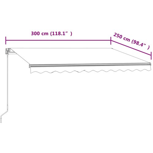 Tenda na automatsko uvlačenje 300 x 250 cm plavo-bijela Slike