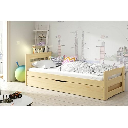 Ernie drveni dečiji krevet sa fiokom na podizanje - 200x90 cm - bukva Slike