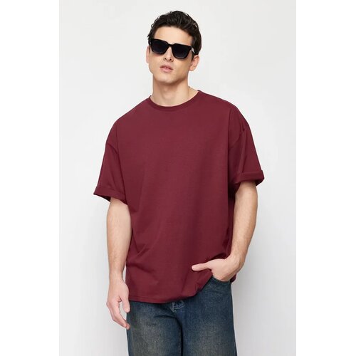 Trendyol Muška majica Tmnss22Ts0318, Bordo Cene