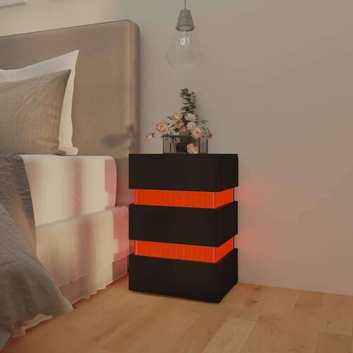 VidaXL LED noćni ormarić crni 45 x 35 x 67 od iverice Slike