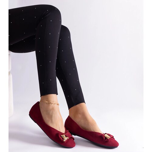 Gemre Burgundy ballet flats adorned with a bow and brooch Esdras Cijene