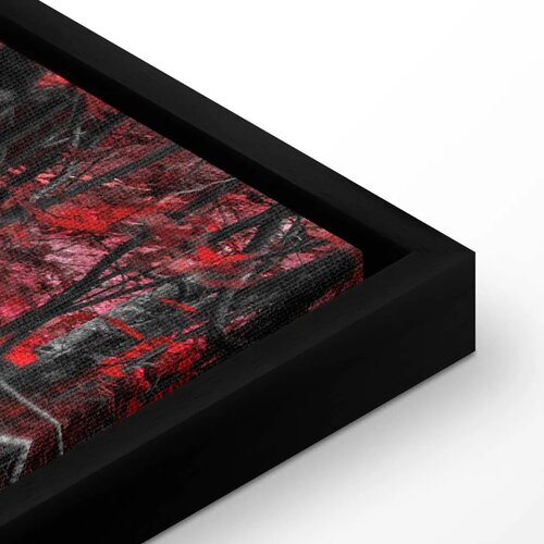  Slika - Cascade of Thoughts (1 Part) Wide Red 120x80 U crnom drvenom okviru Slike