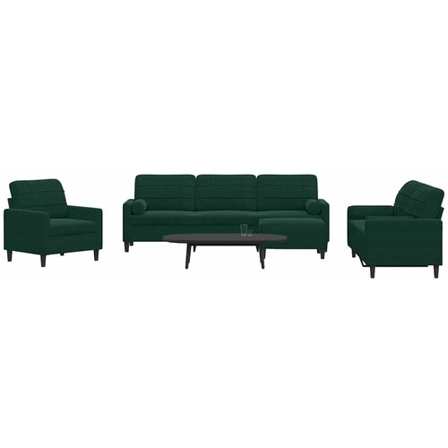  4-dijelni set sofa s jastucima tamnozeleni bar&scaron;unasti Cijene