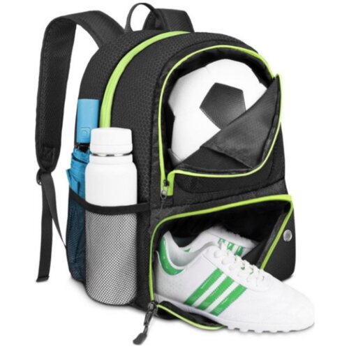 INF Nogometni nahrbtnik s predelkom za žogo Black+Green, (21658521) Slike