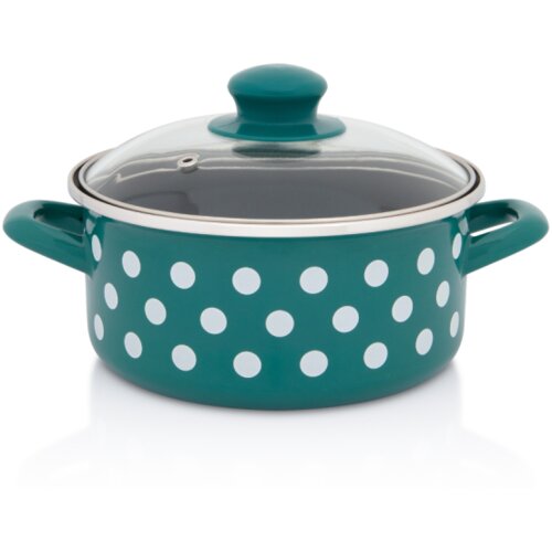Metalac plitka šerpa BELE TUFNE NA ZELENOM 18cm/2,2lit Cene