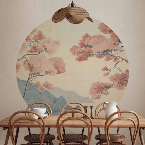  Okrugla fototapeta - Ocean cliffs and trees a delicate motif in pastel colours 280x280 Slike