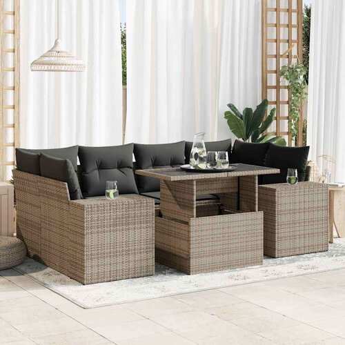 VidaXL 7-dijelni set vrtnih sofa sivi od poliratana Slike