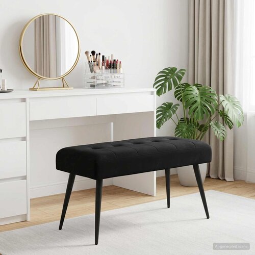  Klupa s gumbastim tkanjem Crna 80 x 40 x 46 cm Bar&amp;scaron;un Slike