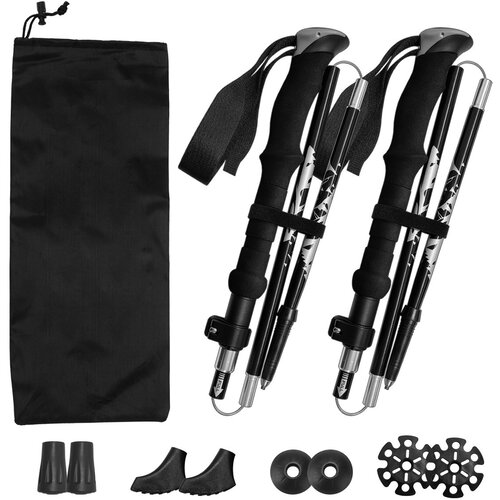 INF Črni ročaj Unisex set pohodnih palic 7075 aluminij, ultralahke, (5000291034) Slike