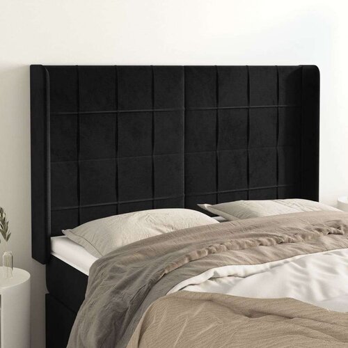  Uzglavlje s u&amp;scaron;ima crno 147x16x118/128 cm bar&amp;scaron;unasto Slike