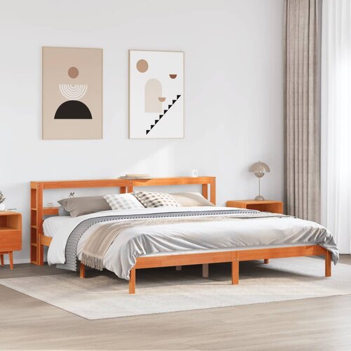  Okvir kreveta s uzglavljem voštano smeđi 200x200 cm od borovine Cene
