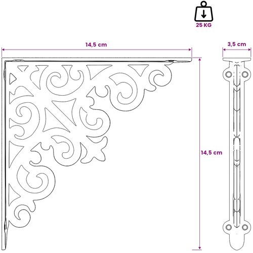  Nosači za zidne police 12 kom. Antič White 14 x 14 x 3,5 cm Slike
