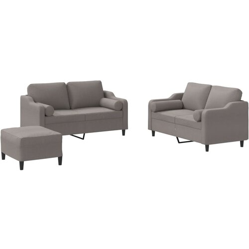  3-dijelni set sofa s jastucima smeđesivi od tkanine Slike