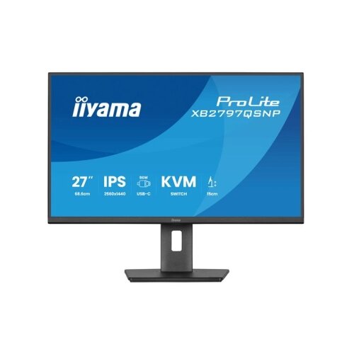 Iiyama 27" IPS-panel, 2560x1440, EyeComfort, 15cm Height Adj. Stand, USB-C Dock (LAN/96W PD/DP-OUT) 1ms, 350cd/m2, Speakers, USB-C, KVM, HDMI, DisplayPort, USB HUB (2x3.2+2xC) Cene