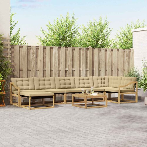  Set vanjskih sofa 8 kom. Bijela i bež Čvrsto drvo akacije Cijene