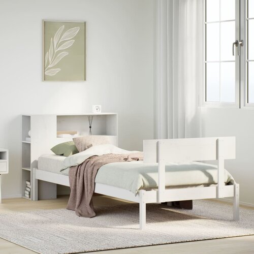 vidaXL Knjižna postelja brez vzmetnice bela 90x190cm trdna borovina Cene