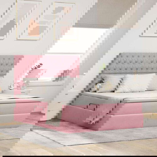 Krevet S LED lampica s uzglavljem Ružičasta 140 x 200 cm Baršun Cijene