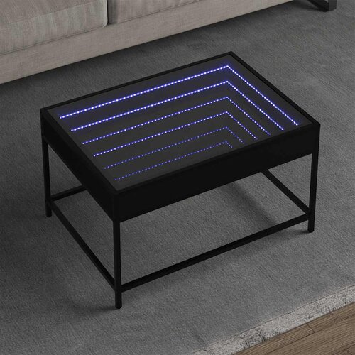  Stolić za kavu s beskonačnim LED svjetlima crni 70 x 50 x 41 cm Cene