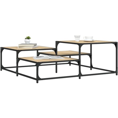  The Living Store Klubska mizica sonoma hrast 107x107x40 cm inženirski les - Klubska Mizica, (21448251) Slike