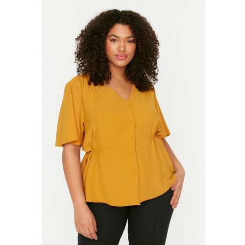 Trendyol Curve Yellow Lace Detailed Woven Blouse Slike