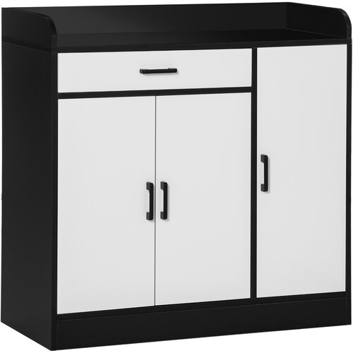 HOMCOM Kuhinjska omarica s predalom, nastavljivimi policami in 2 omarama, črno-bela, 90 × 40 × 90 cm, (20754173) Cene