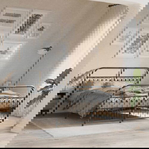  The Living Store Kovinski posteljni okvir z vzglavjem in vznožjem črn 137x190 cm - Posteljni Okvir, (21530415) Cene