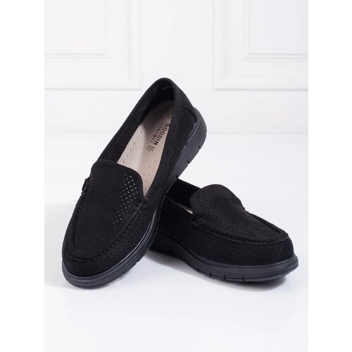SHELOVET Black women&amp;#039;s moccasins openwork Slike