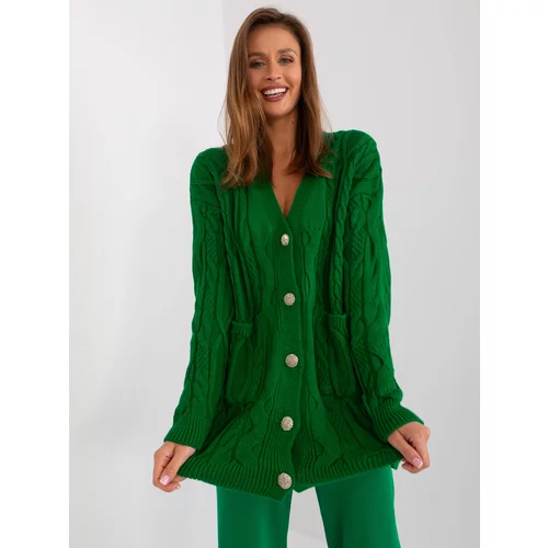 Fashion Hunters Green cardigan with cables