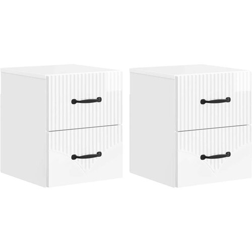  Stenski nočni omarici 2 pcs Bela visok sijaj 34,5 x 33 x 40 cm, (5000209514) Cene